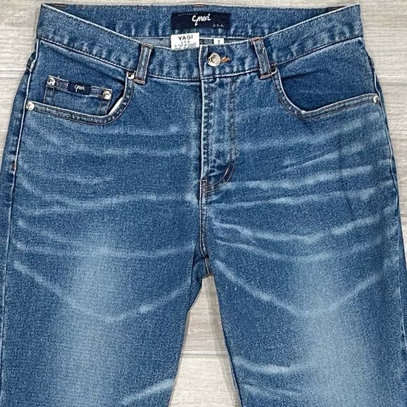 YAGI U.S.A. Vintage Mid-Rise Floral Embroidered Fringe Hem Flare Jeans Y2K Sz 7 - Picture 6 of 16